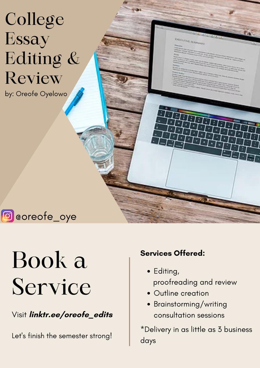 orioz09's tweet photo. I’ve been doing this for a while but I’m happy to bring this here. Essay editing for college students and applicants through Dec 18th. Slots are limited so grab yours quickly. RT to let your friends know ☺️ https://t.co/YC3WL98wDF