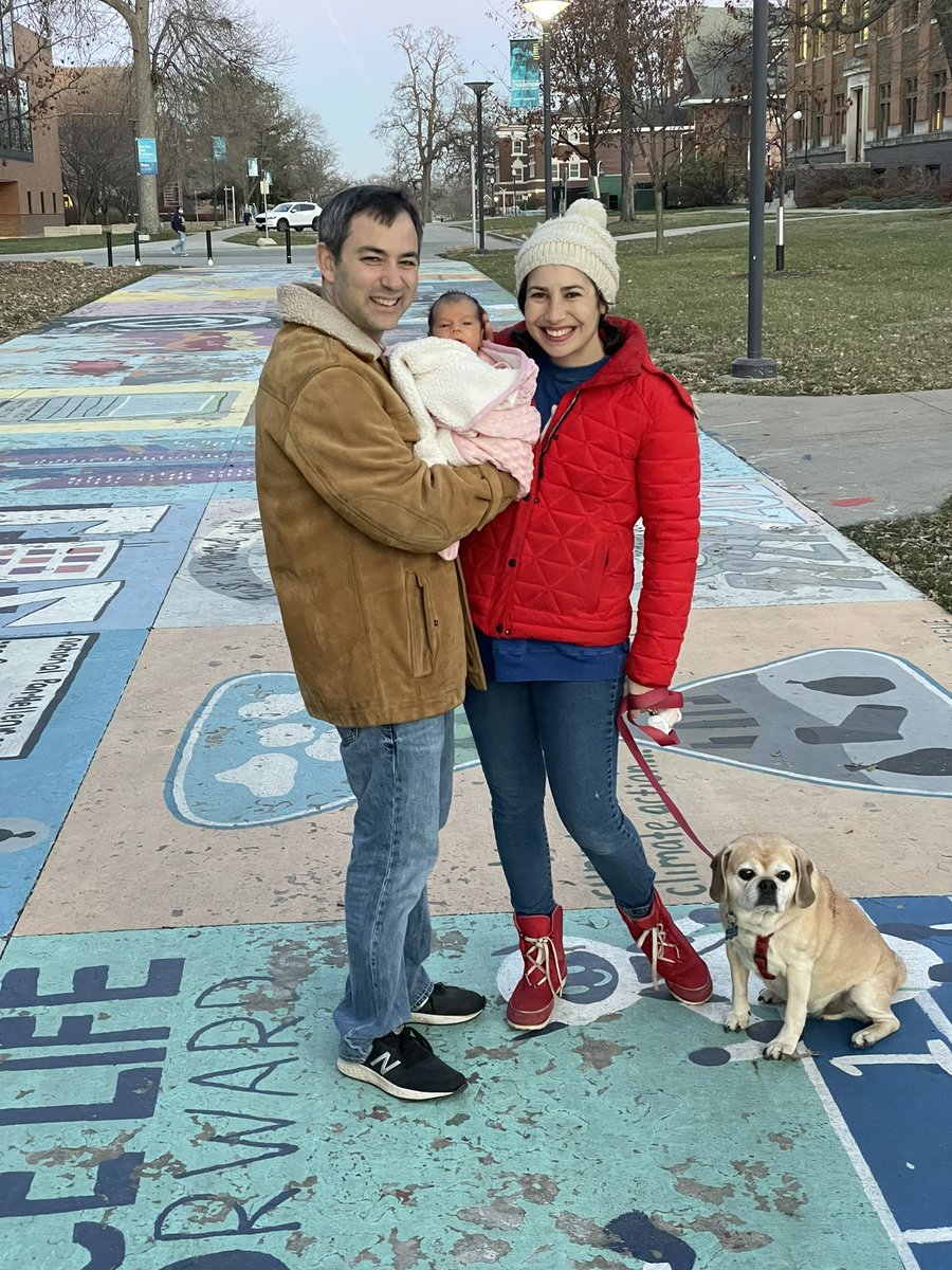 We took an evening stroll yesterday with Flora Gardenia on <a href="/DrakeUniversity/">Drake University</a>’s campus. Thanks to <a href="/AdmissionsDrake/">Glenn_Admissions_Drake</a> for capturing a rare (maybe first???) full Bernstein Family photo w/ Wilbur included.