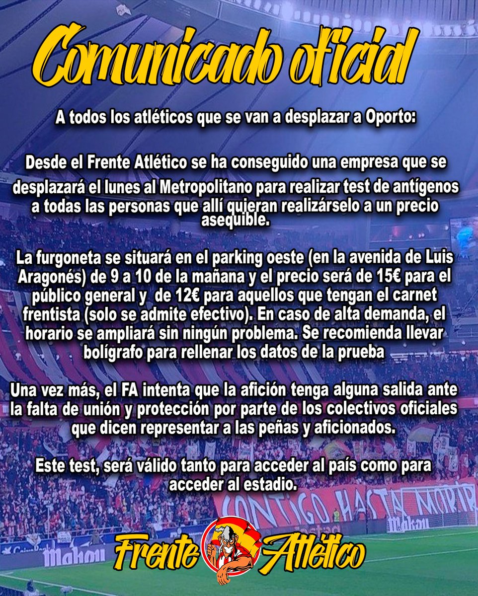 Información importante para Oporto 👇🏻👇🏻👇🏻