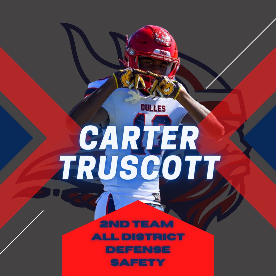 DullesFootball's tweet photo. Congratulations to Class of 2024 Sophomore Carter Truscott @carter_truscott on earning 2nd Team All District for our defense this season! #Str8Dedication https://t.co/qw3ZgQlnDT