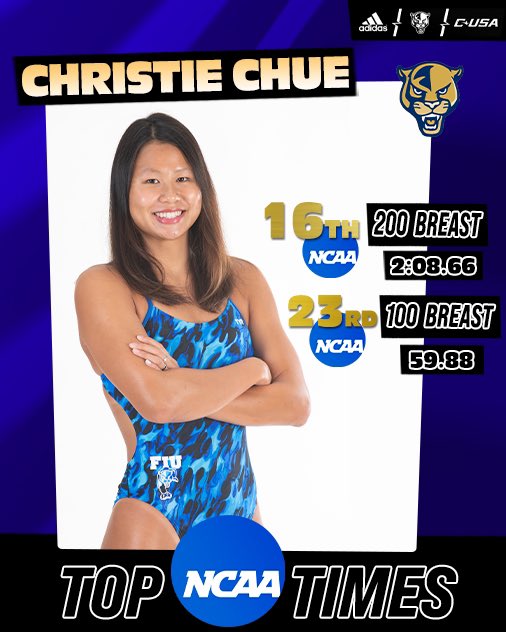 FIUSwimDive's tweet photo. The F in FIU stands for FAST ⚡️

4️⃣ of our Panthers have Top 50 NCAA times in individual events 👏

#PawsUp 🐾 | #PantherPride https://t.co/nvcKI4SSBv