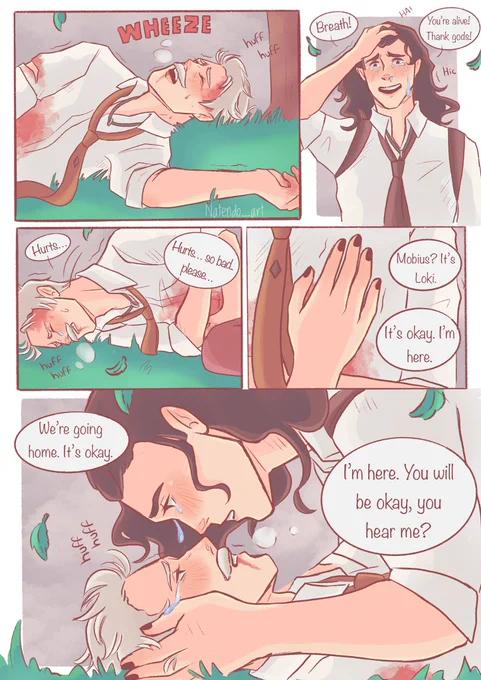 🍃 Too late? Pt 3/4 🍃
.
.
Breathing, alive. But not out of the woods yet.
.
.
#lokius #Loki #Mobius #lokiseries #webcomic 