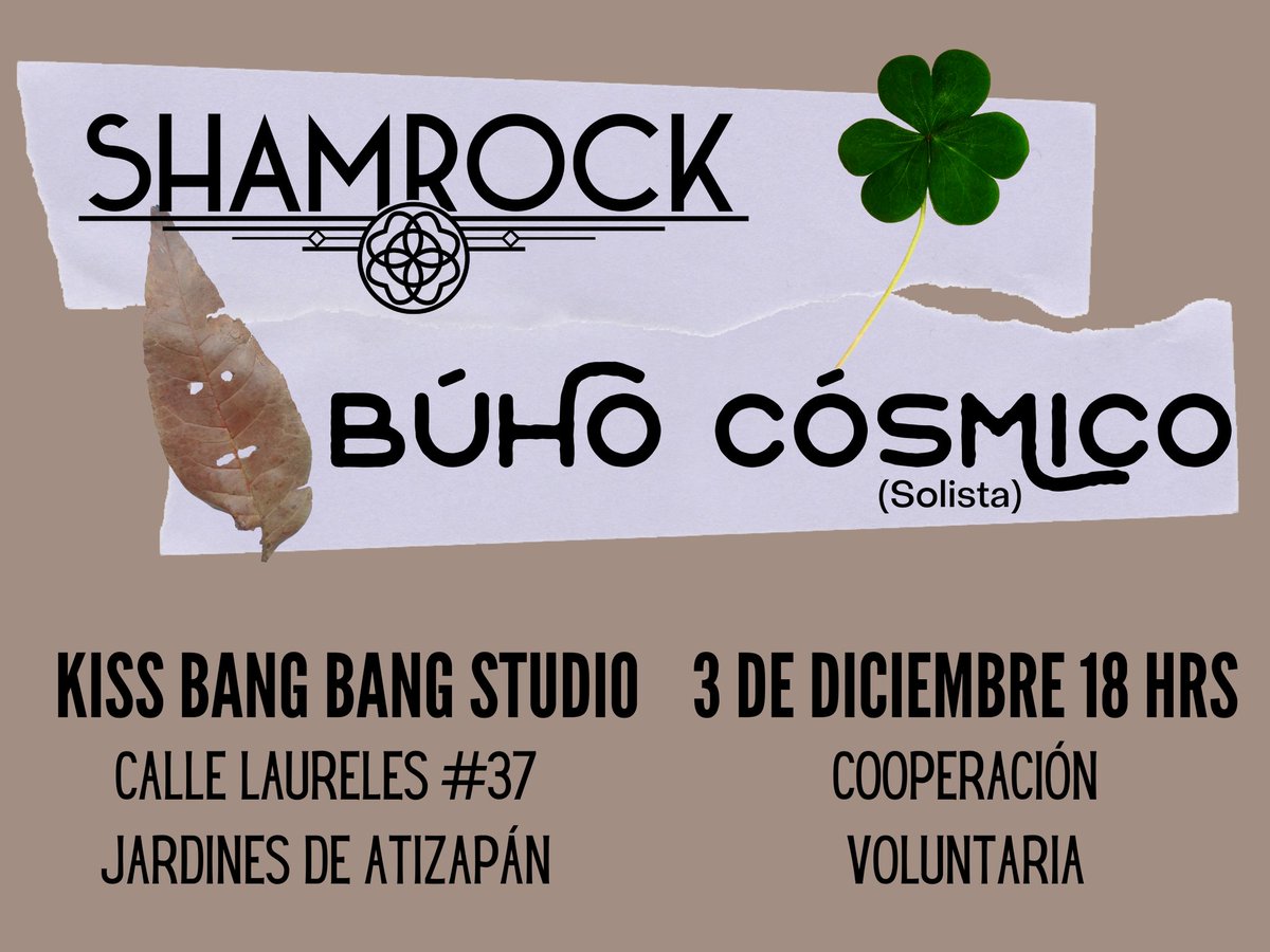 BuhoCosmicoBand's tweet photo. El viernes abriremos la tocada a @Shamrockceltics en las tierras de Atizapán. https://t.co/DwWIAPEfQi