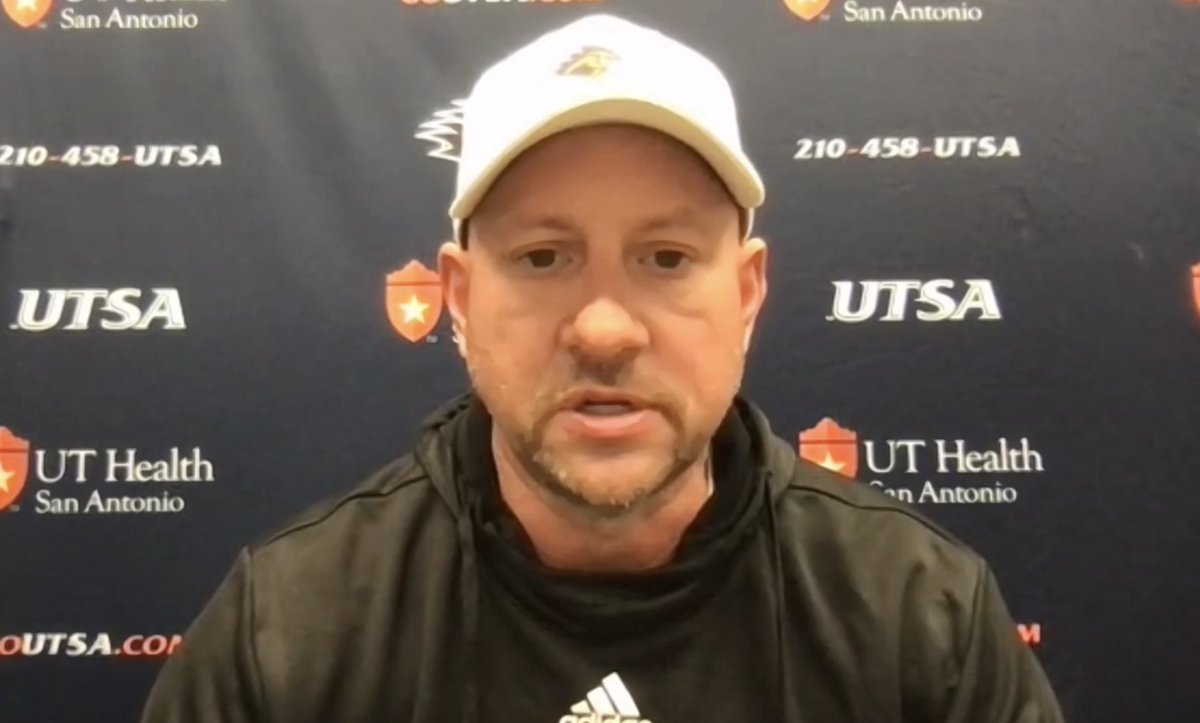 UTSAFTBL's tweet photo. "He's the reason we are here. ... He wants to prove to people that he is a good, championship quarterback. We wouldn't be here without zero."

- @CoachTraylor on Frank Harris. 

#BirdsUp 🤙 https://t.co/WUJTQn13Wt