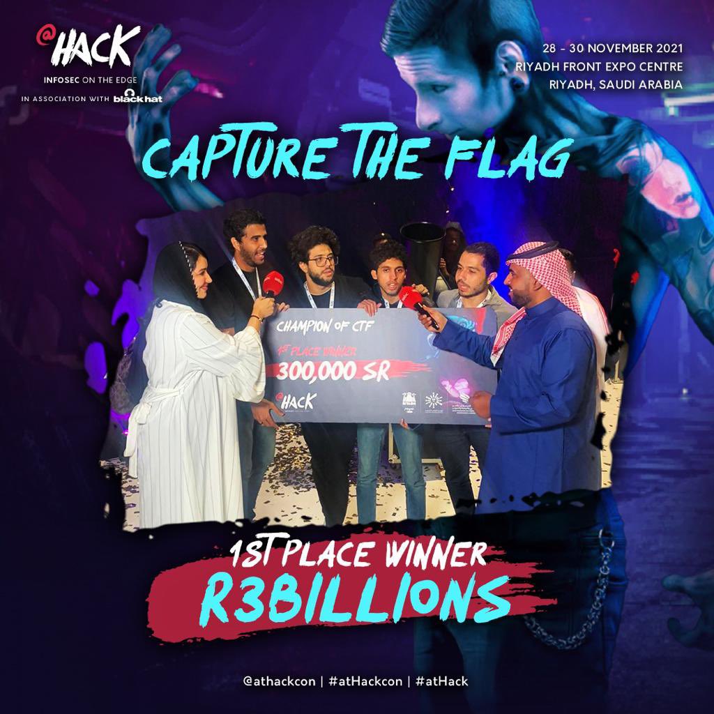 NEWS JUST IN: R3billions wins first place at #athackcon’s Capture the Flag! 🚩🙌

A huge thank you to all contestants! With teams from Saudi Arabia, the UAE, Poland, the USA and more - this truly has been EPIC.
