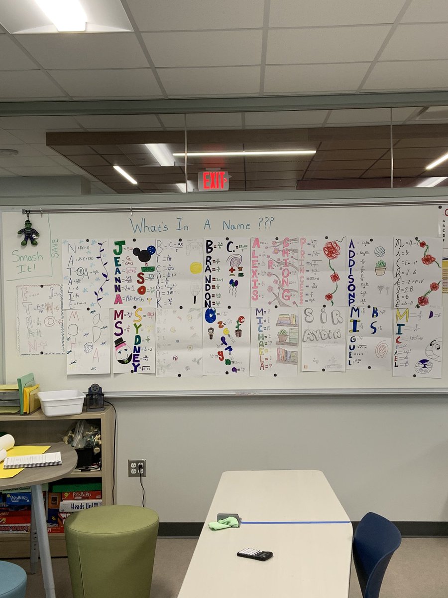 MrsSagrisK's tweet photo. What’s in a name? 7th grade ALP students use their literal equation skills to spell their names!@LincJrHi #Math https://t.co/WKdlOwkZ7q