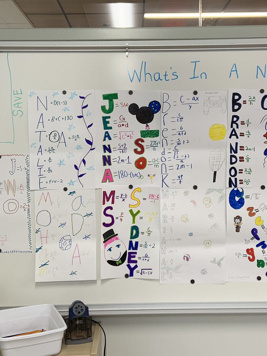 MrsSagrisK's tweet photo. What’s in a name? 7th grade ALP students use their literal equation skills to spell their names!@LincJrHi #Math https://t.co/WKdlOwkZ7q
