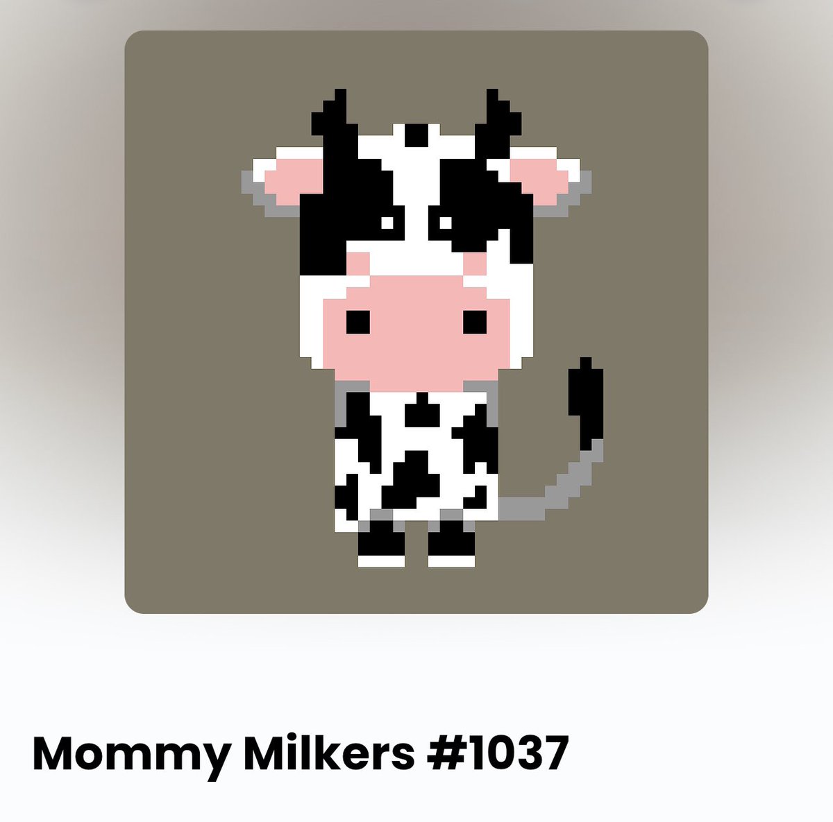 Mommy Milkers #1037
🤍🐮🥛🍪
#NFT #NFTCommunity #NFTs #nftart #shiba #NFTartist  #NFTLAUNCH #Polygon #ELON #opensea #OpenSeaNFT #NFTcollectibles #nftcollectors #myfirstNFT #artoftheday #cryptoartist #eth #RetroGaming #Blockchain #cryptocurrency #nftartwork #safemoon
Links in bio!