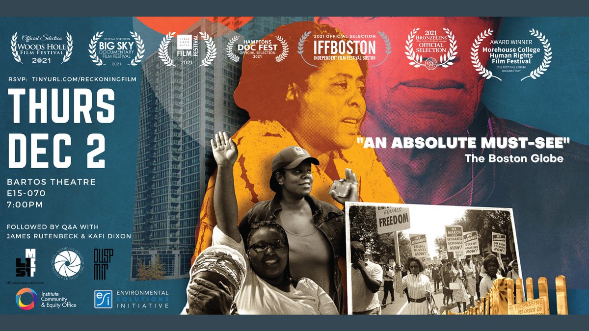 MITWGS's tweet photo. Join us this Thurs 12/2 for this timely film @ReckoningDoc at 7pm in Bartos Theatre. Please RSVP: https://t.co/sUL3a4h8ca
Masks required. Thanks to @mitlistarts @MITDiversity @MITdusp @mit_esi #MITevents #OneMIT https://t.co/O00yvG9Pom