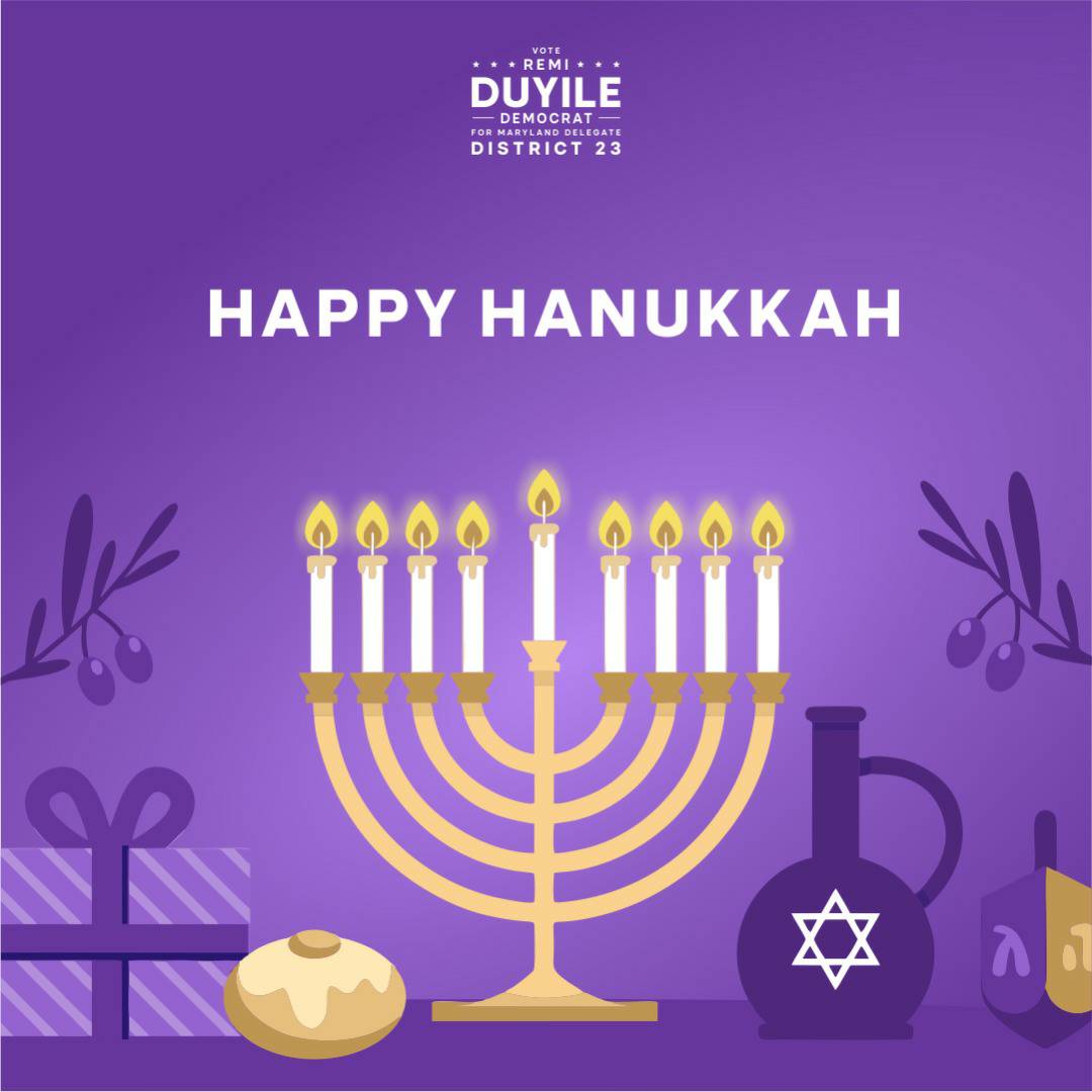 remiduyile's tweet photo. I wish you and your family a beautiful season of celebration in this festival of lights. 

Happy Hannukah!

#hannukah #festivaloflights #Remi4Maryland #RemiDuyile https://t.co/pkyisiOa5L