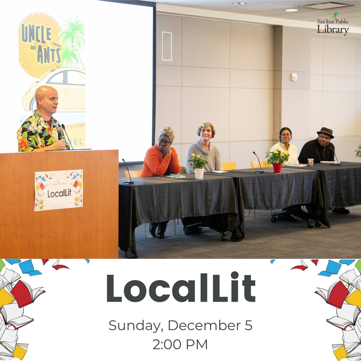 sanjoselibrary's tweet photo. Join San JosΓ© based authors and celebrate their work at the 9th Annual #LocalLit! Brought to you through a partnership between #SJPL and @SJSU.
There will be panel discussions and an interactive Q&A session!
Sign up: https://t.co/4hZhLd6BWE https://t.co/yBFmYBPHBW