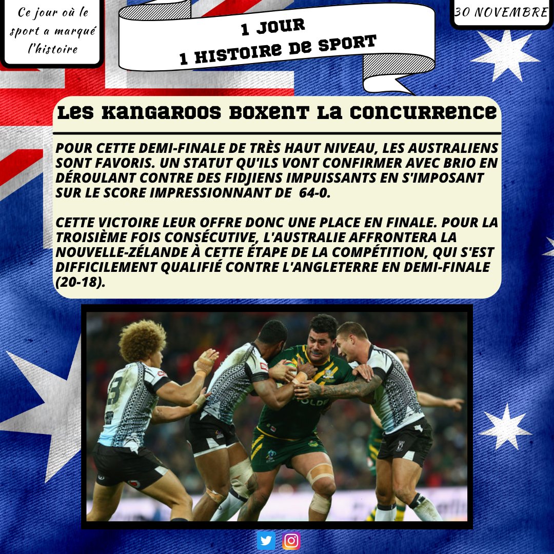 1Histoire2Sport's tweet photo. Il y a 8 ans, l'Australie était opposé à la Nouvelle-Zélande en finale de coupe du monde de rugby à XVII. Retour sur le parcours exceptionnel des Kangaroos ! 🦘 

#sport #rugby #rugbyxiii #australie #kangaroos #nouvellezelande #manchester #finale #performance https://t.co/kZeFUEQI8N