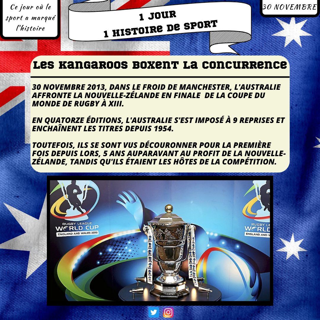 1Histoire2Sport's tweet photo. Il y a 8 ans, l'Australie était opposé à la Nouvelle-Zélande en finale de coupe du monde de rugby à XVII. Retour sur le parcours exceptionnel des Kangaroos ! 🦘 

#sport #rugby #rugbyxiii #australie #kangaroos #nouvellezelande #manchester #finale #performance https://t.co/kZeFUEQI8N