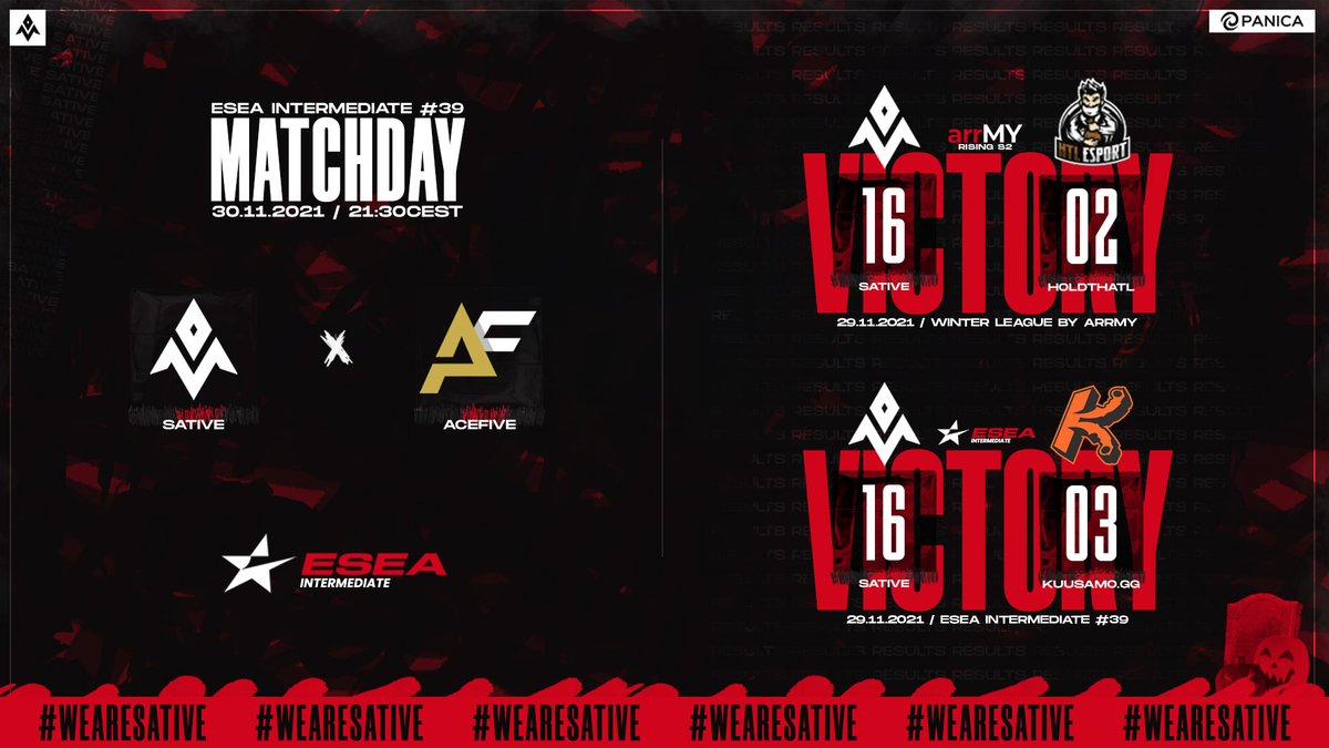SATIVE_'s tweet photo. Yesterday we were able to win both our matches!πͺ
Today another challenge arises as we will be facing @AceFiVe3 within the @ESEA Intermediate League!π₯
#WEARESATIVE https://t.co/O7a60Losux