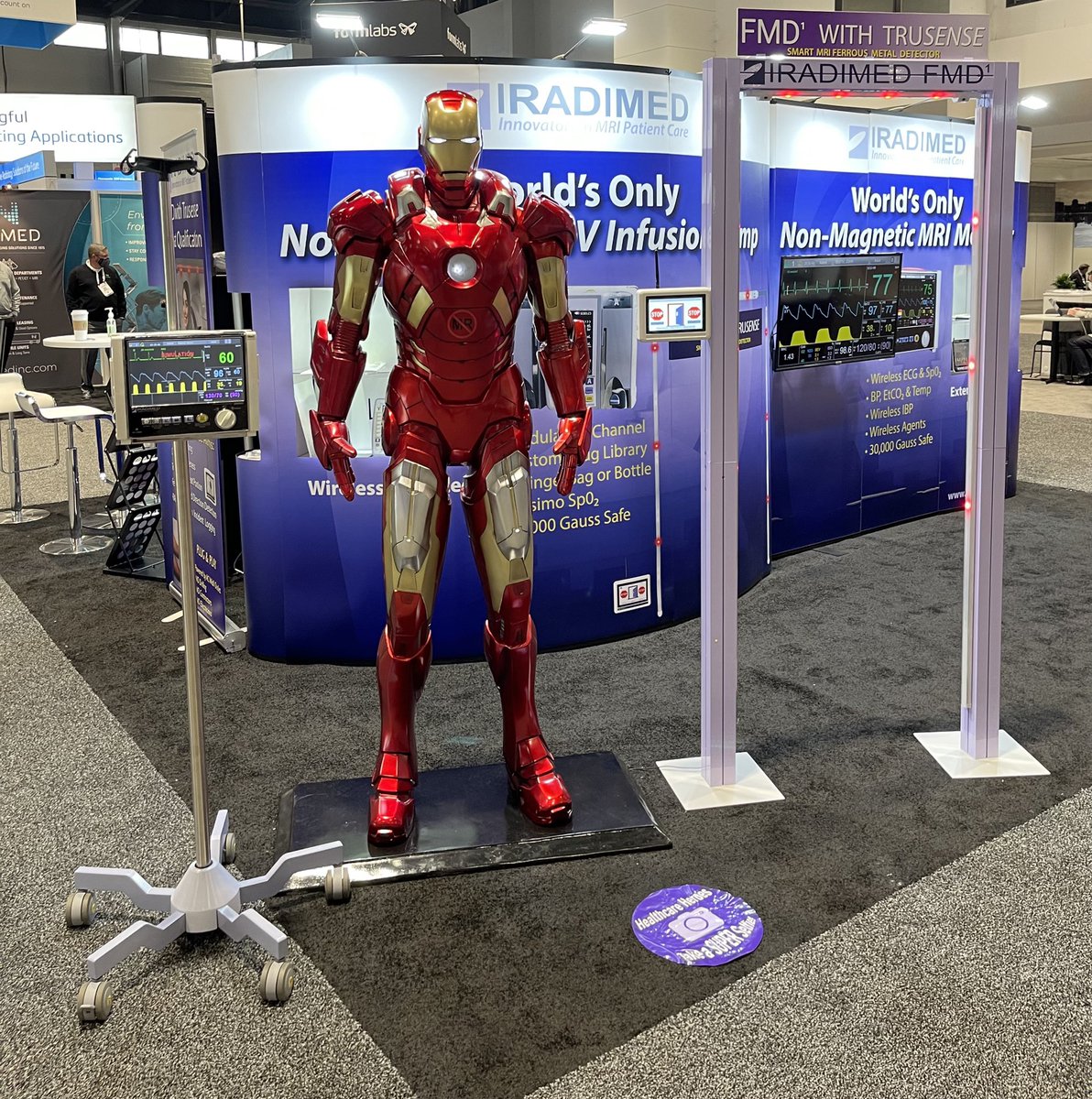 IRadimed's tweet photo. Not even superheroes can get past our #FMD with TruSense! It can detect the speed, trajectory, &amp; Zone IV door status to predict an approaching ferrous hazard and reduce false alarms! Experience the TruSense Time of Flight sensor &amp; take a super selfie at #RSNA21 Booth 7703! @RSNA https://t.co/kds2mkudTF