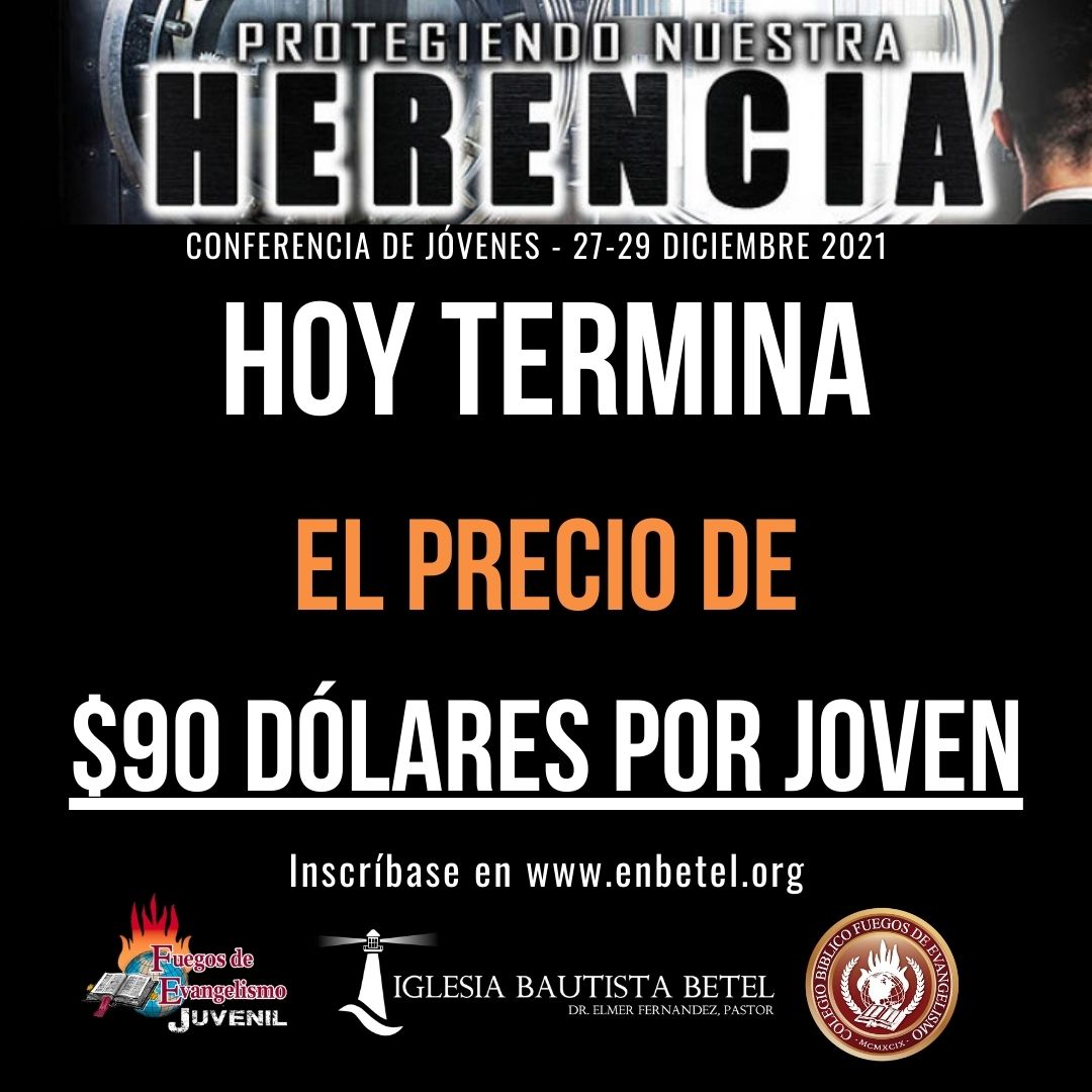 HOY TERMINA EL PRECIO ESPECIAL DE NOVIEMBRE!!!

Inscríbete Hoy en: enbetel.org/conferencia-de…