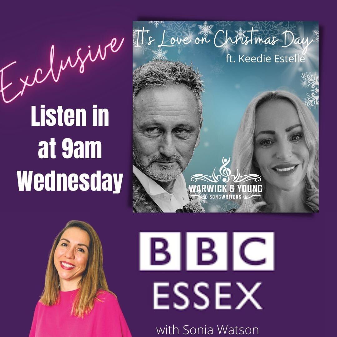 Excited to tell you that Adrian from Warwick & Young will be chatting about the release of their new Christmas single, ft Keedie... tomorrow morning (Wednesday) from 9am. on BBC Essex with Sonia Watson You can listen here: bbc.co.uk/sounds/play/li… @BBC Essex #festive #exclusive