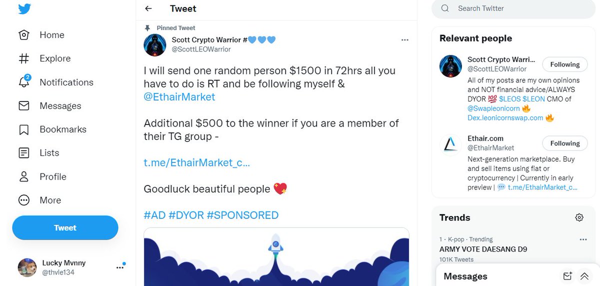 thvle134's tweet photo. @ScottLEOWarrior @EthairMarket tg lesliemew ser https://t.co/rpjHq8xC9u