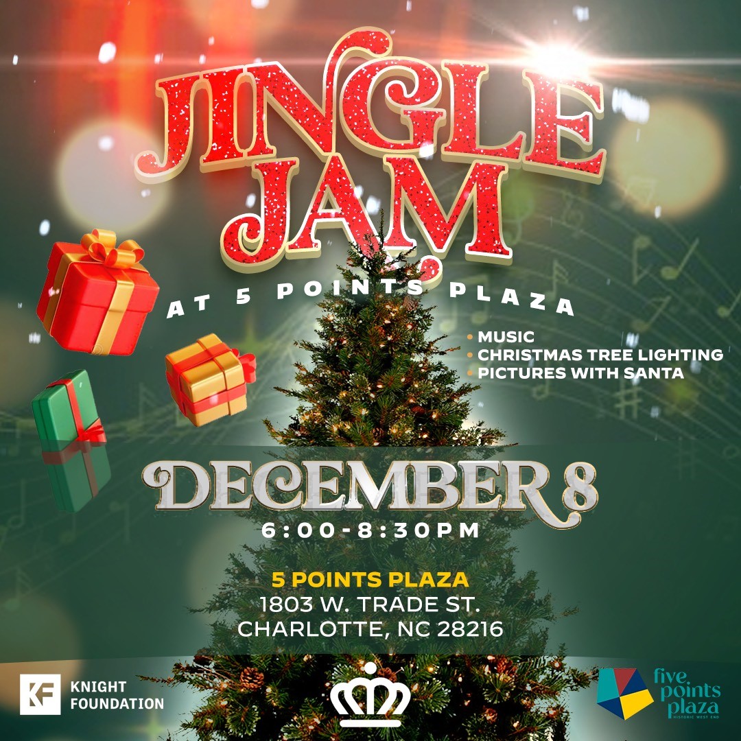 Coming to Five Points Plaza on Dec 8th, its a Jingle Jam Christmas tree lighting. The festivities will start at 6PM with a visit from Santa himself. You can RSVP at ow.ly/ZV6h50H06va. Come one come all! #christmas #placemaking #clt #5pointsplaza #urbandesign