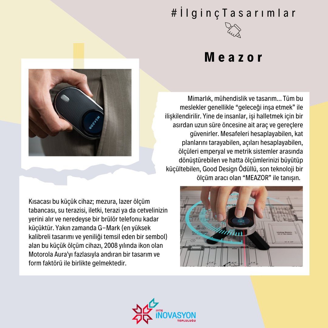 iyte_inovasyon's tweet photo. Bu küçük lazer cihazı kullandığınız tüm ölçüm cihazlarının yerine geçer!
#iyte #iztech #iyteinovasyon #iyteinovasyontoplulugu #ilginçtasarımlar #lazer #cihaz #meazor https://t.co/zhw8aNsxi2