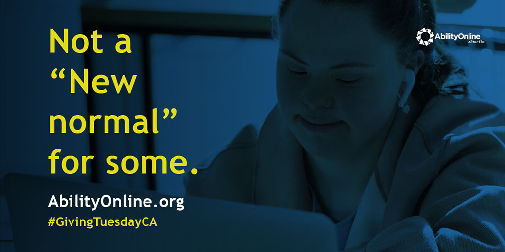 For young people with disabilities, social isolation is not something that resulted from the pandemic. Social and physical barriers often lead to exclusion and isolation. And that's not "normal”.  

Giving Tuesday is your chance to help!
Visit abilityonline.org to donate.