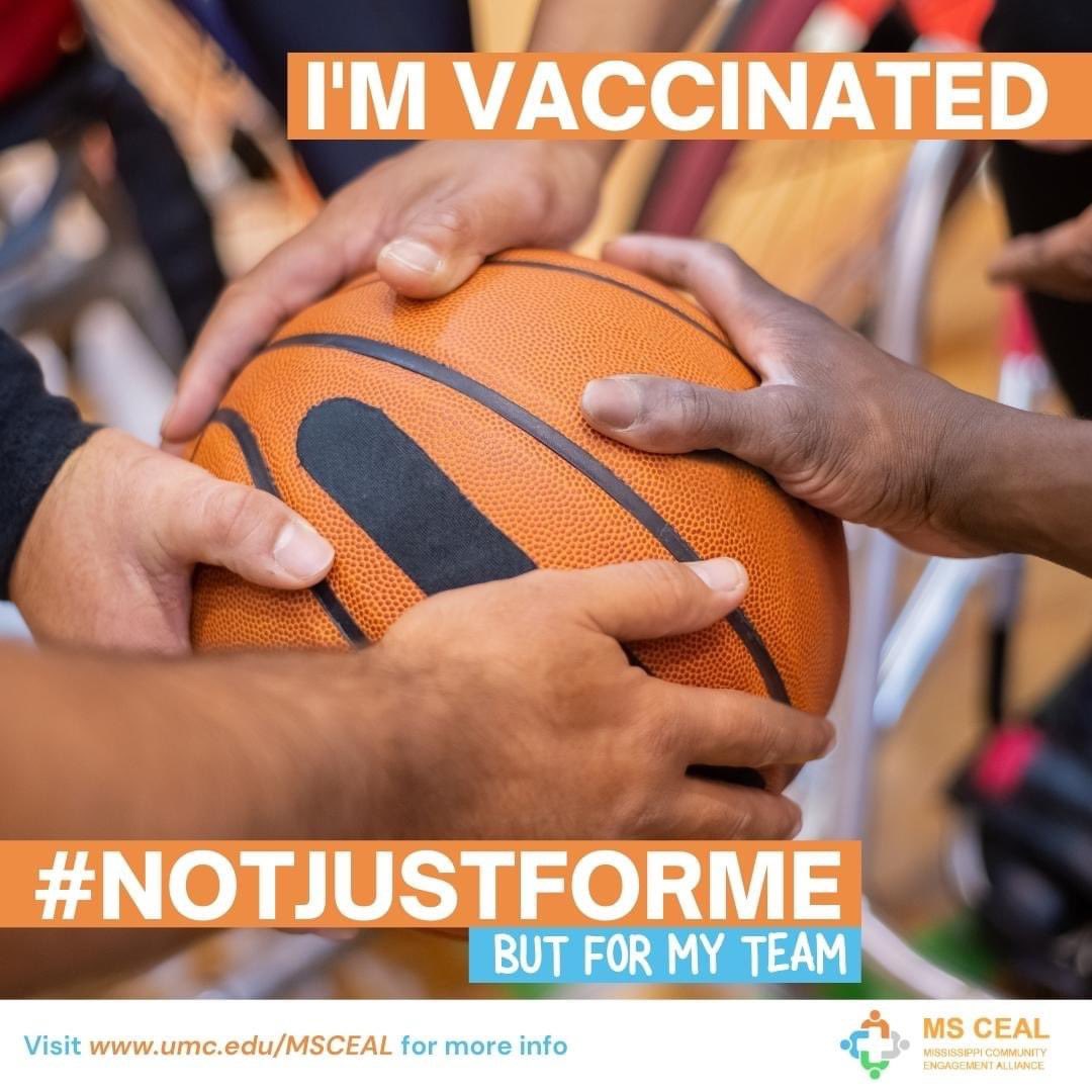 ms_ceal's tweet photo. "I'm vaccinated - #NOTJUSTFORME but for my team."
COVID-19 vaccines are safe and effective at helping prevent COVID-19, especially severe illness and death. Share if you’re fully vaccinated.
Make your appointment today: https://t.co/xT6Tu4j7ts
#MSCeal #MississippiCEAL https://t.co/9RucHIezpM