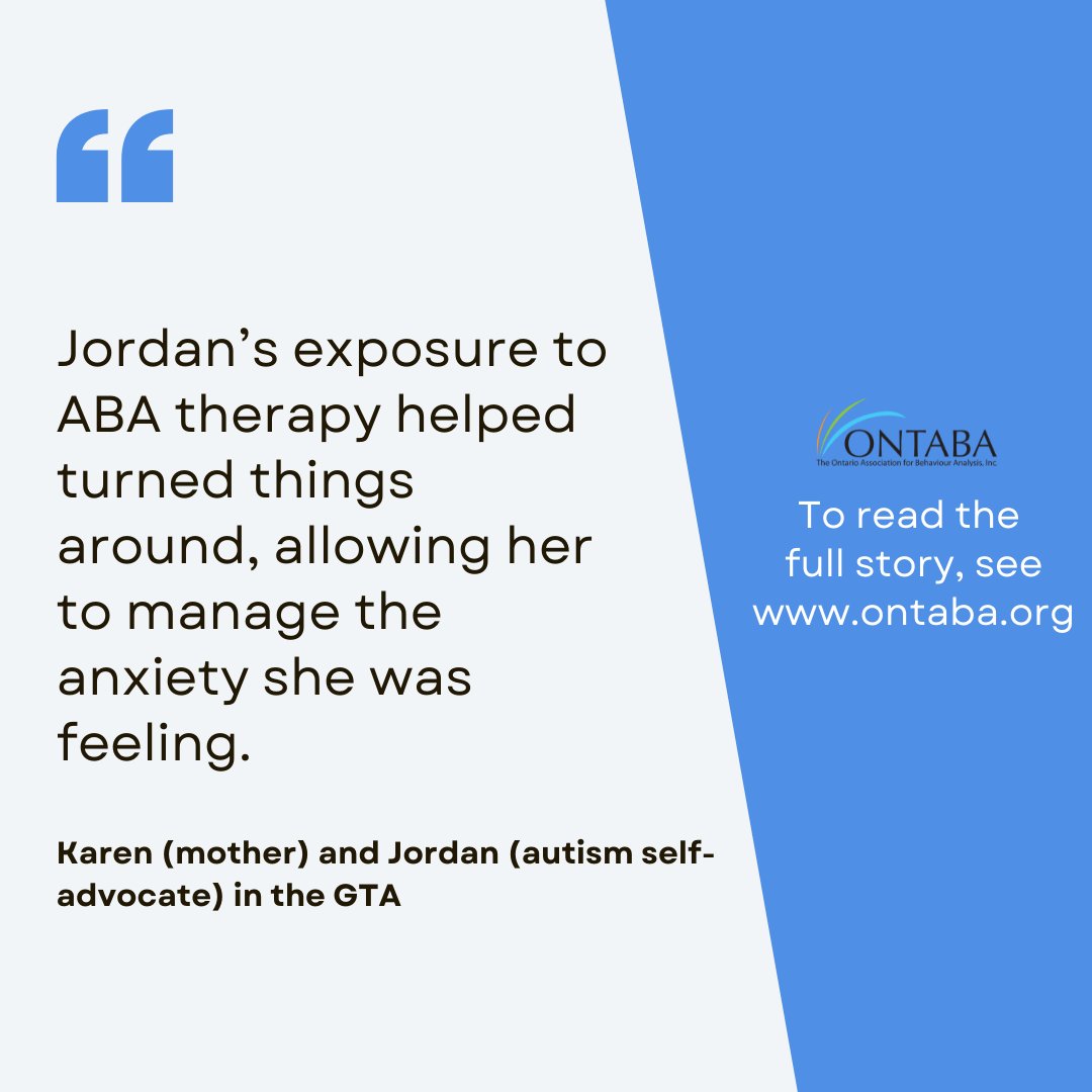 ONTABA1's tweet photo. "Jordan's exposure to ABA therapy helped turned things around..."
#PersonalABAsuccess #BehaviourAnalysis #BehaviourAnalyst https://t.co/rwTdXVen3S