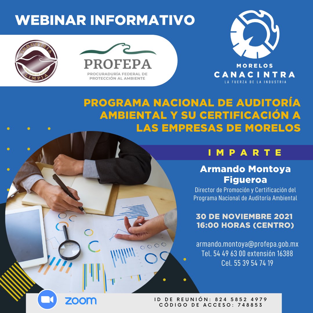 morcanacintra's tweet photo. Te invitamos a esta conferencia sobre la importancia de las certificaciones en materia ambiental. 

Programa Nacional de Auditoría Ambiental y su certificación a las empresas de Morelos

Unirse a la reunión Zoom
https://t.co/S19UiKksQd https://t.co/EgOUf6cel5