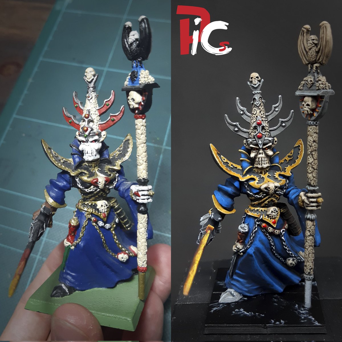 PlayInColor_S's tweet photo. Repintado de la figura clásica de #Nagash #LordOfTheUndead y diorama del salón del trono
.
#PlayinColorStudio
#miniature #miniaturepainting #comissionpainting #paintingminiatures #paintingwarhammer #warhammer #warhammerfantasy #oldhammer #undead #warhammerundead #aos #ageofsigmar https://t.co/UJUQANpRHE