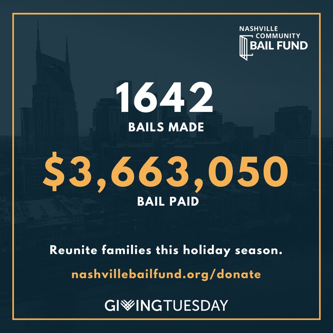 This Giving Tuesday Make a Commitment to Reunite Families this Holiday Season by donating to the Nashville Community Bail Fund. Donate at nashvillebailfund.org/donate