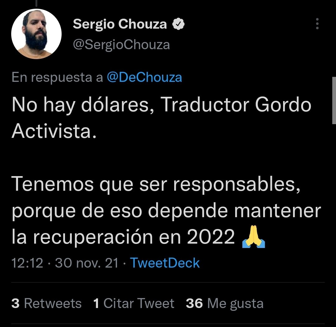 TraductorTeAma's tweet photo. Hoy  ///  Hace 5 días 

¿Qué pasó @SergioChouza ?
Es tremendo que "Traductor Gordo Activista" sea más confiable que vos que sos licenciado en economía serio. https://t.co/mEc2X676V4