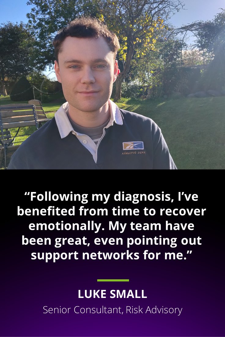 DeloitteUK's tweet photo. It might be unconventional to leave a meeting to get a snack, but for Luke it’s a prerequisite of living with Type 1 Diabetes. Luke’s colleagues are incredibly supportive aided by Luke’s honest and open approach to his condition. 💜

#IDPWD #PurpleLightUp https://t.co/wuFxLuAD0M