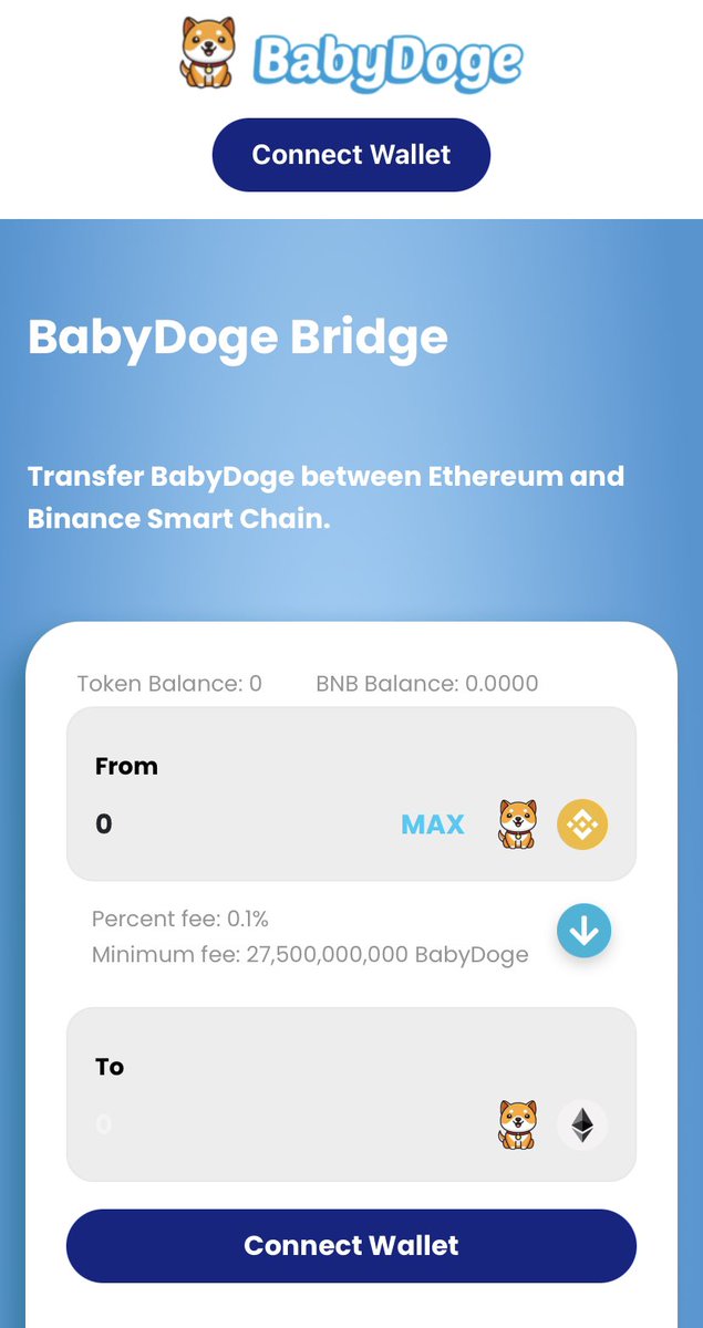 Bridge is now fully live for mobile!

Bridge.BabyDoge.com

#BabyDoge