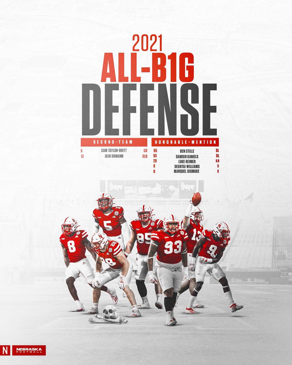 HuskerFootball's tweet photo. Blackshirts with the B1G honors ☠️
#thegoodlife https://t.co/Fb9cdMgUGH