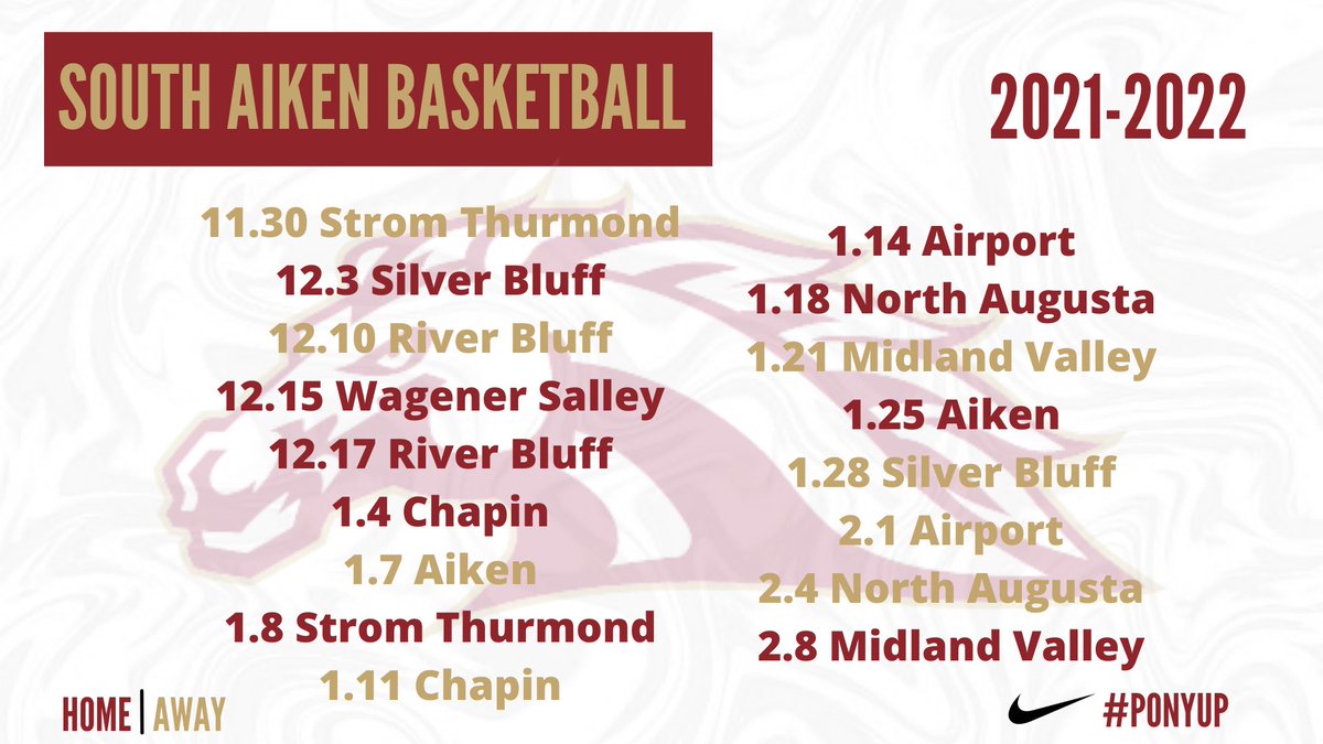 TbredMBB's tweet photo. 2021-2022 South Aiken Basketball Schedule

#PonyUp https://t.co/vdW47m6VfP