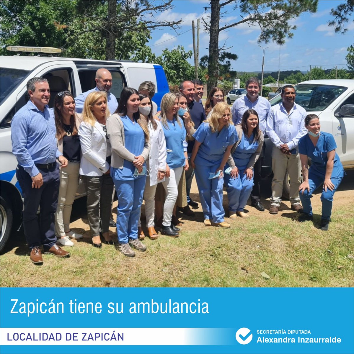 AlexandraInza's tweet photo. "Estar más cerca de los que están más lejos "Zapicán tiene hoy su ambulancia y prontamente llegará el equipo de odontología y mejoras en la policlÍnica. Felicitaciones! @LeoCipriani20 @PNACIONAL @Herrerismo https://t.co/dB9VbjpiEL