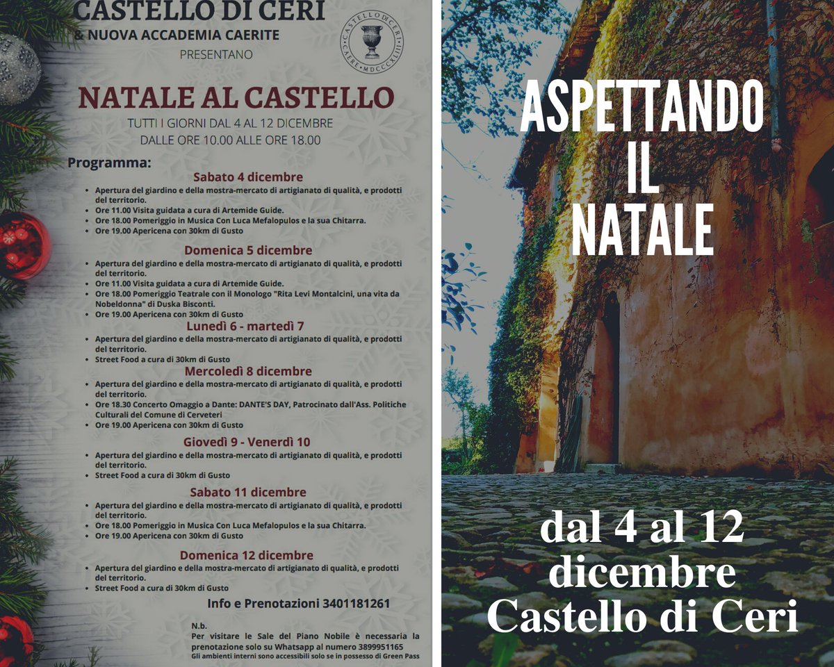 L’atmosfera del Natale comincia a farsi sentire! #Spettacoli Musicali, Teatrali e Concerti
"Aspettando il Natale" dal 4 al 12 dicembre al Castello di Ceri promuove la #Cultura e l' #Arte!
Vi aspettiamo 🤗
30kmdigusto.it/eventi-enogast…
<a href="/Turismoromaweb/">Turismo Roma</a> <a href="/TurismoOggi/">Turismo e Cultura Oggi</a> <a href="/EventiArteARoma/">Eventi Arte Roma</a>