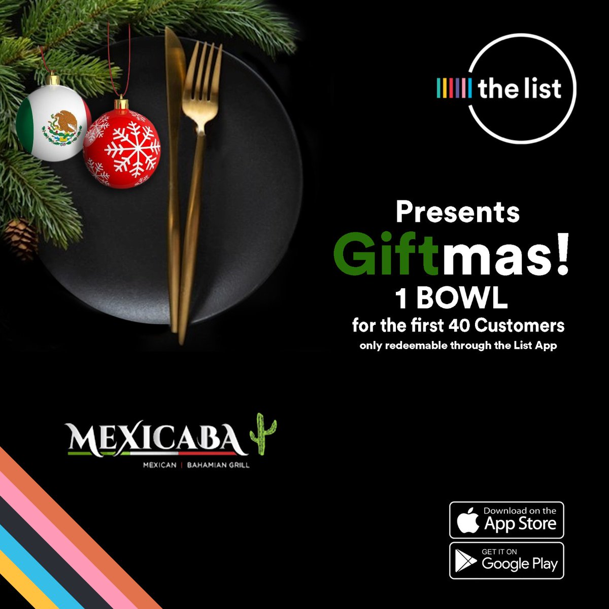 TheListRewards's tweet photo. In celebration of Giving Tuesday. Starting tomorrow, ALIV &amp; The List are giving back a bowl from Mexicaba! Be one the first 40 customers to redeem using The List Rewards App. Available while supplies last.

#aliv #thelistrewards #gifttuesday #giftmas https://t.co/Othun4vGGF
