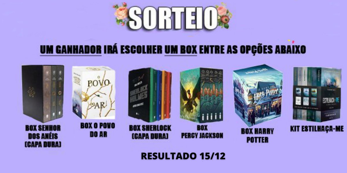 BestPromosBr's tweet photo. ✨📚 SORTEIO DE BOX LITERÁRIO 📚✨

UM ganhador irá escolher UM box entre as opções dadas abaixo, para participar você precisa:

• Dar RT nesse tweet 
• Seguir a conta @BestPromosBr
• Dizer nos comentários qual box quer ganhar

RESULTADO: 15/12 https://t.co/bSZCHtL1ue