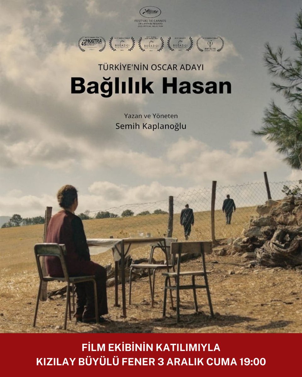 Buyulu_Fener's tweet photo. Semih Kaplanoğlu imzalı "Bağlılık Hasan" film ekibinin katılımıyla Kızılay #BüyülüFener'de!

3 Aralık Cuma günü 19:00 seansındaki gösterimin ardından yönetmen Semih Kaplanoğlu ile filmin oyuncularından Umut Karadağ ve Filiz Bozok ile bir söyleşi gerçekleştirilecek. https://t.co/GjBJEgCW2I