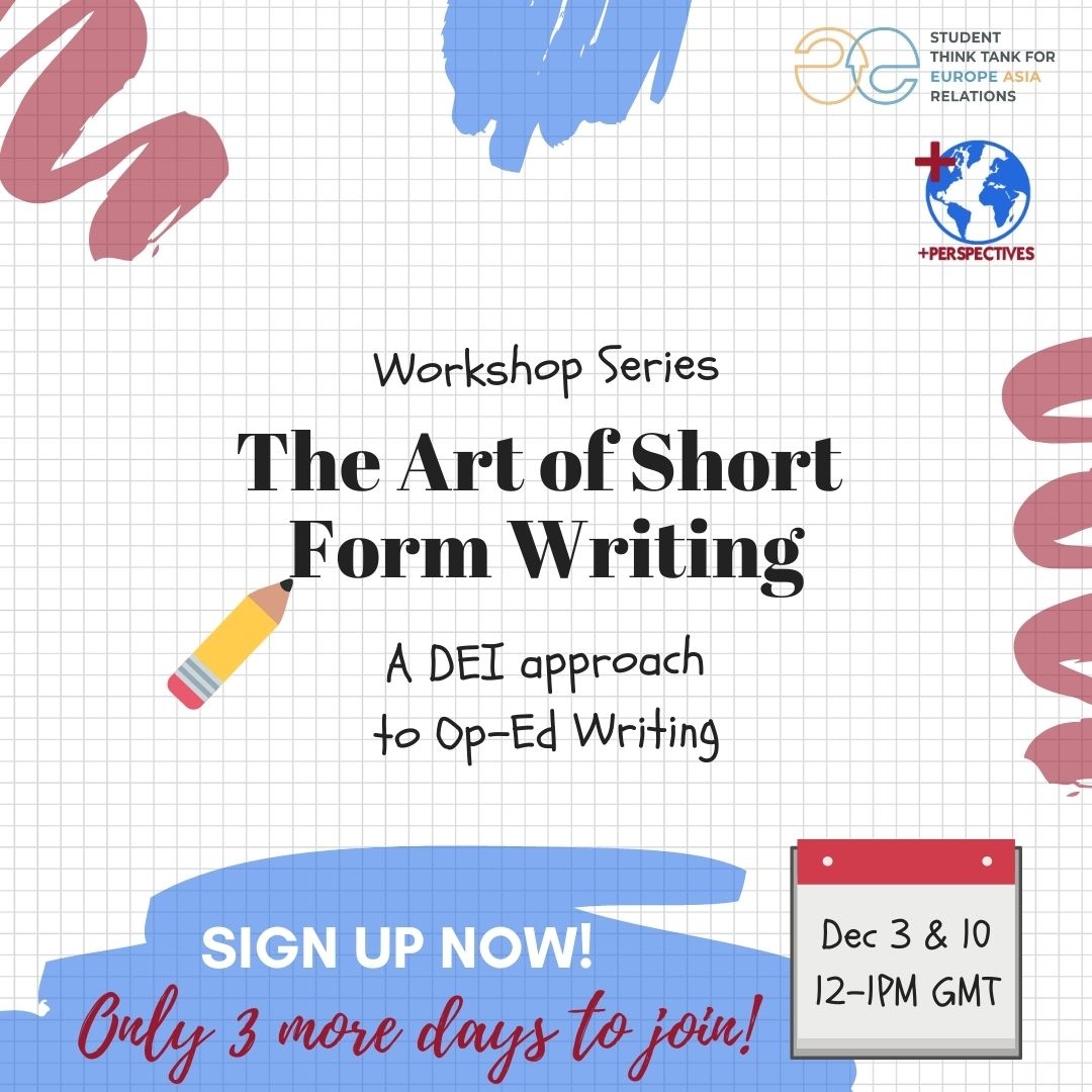SIGN UP NOW!🙋🏾🙋🏻‍♂️

Only 3 more days to register for our upcoming workshop series with ➕Perspectives &amp; <a href="/STEARthinktank/">STEAR</a> 📅🔜 The Art of Short Form Writing: A DEI approach to Op-Ed Writing✍🏼

Register here: forms.gle/N9WxinmLAYAkDM…

#workshop #oped #DEI #shortform #writing