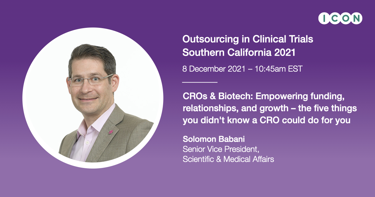 ICONplc's tweet photo. Join ICONβs Solomon Babani at #OCTSoCal for a presentation on βCROs & Biotech: Empowering Funding, Relationships, and Growth β The Five Things You Didnβt Know a CRO Could Do For Youβ.
Register today: https://t.co/QSwDyQMIQW https://t.co/EKVgHE9d6B
