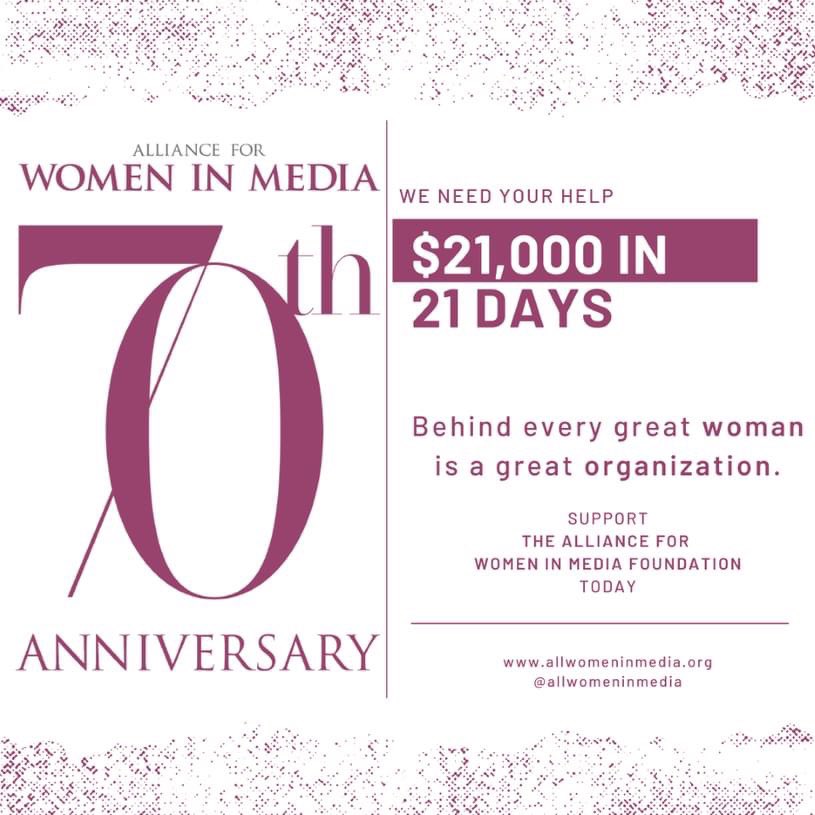 This #GivingTuesday, we're asking you to support #womeninmedia with a donation to the Alliance for Women in Media Foundation. Our mission: to elevate media that creates positive change + support edu programs, charitable activities, &amp; public service. allwomeninmedia.org/foundation/mak…
