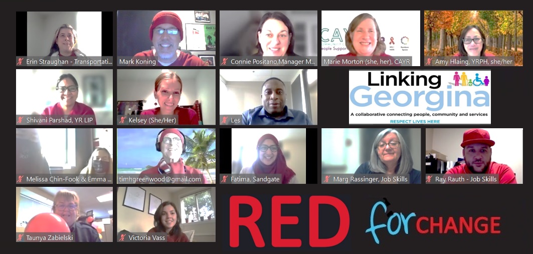 cayrcc's tweet photo. Community group @LinkingGeorgina show support for #RedforChange and HIV/AIDS #Awareness https://t.co/kmOHWMdCK4
