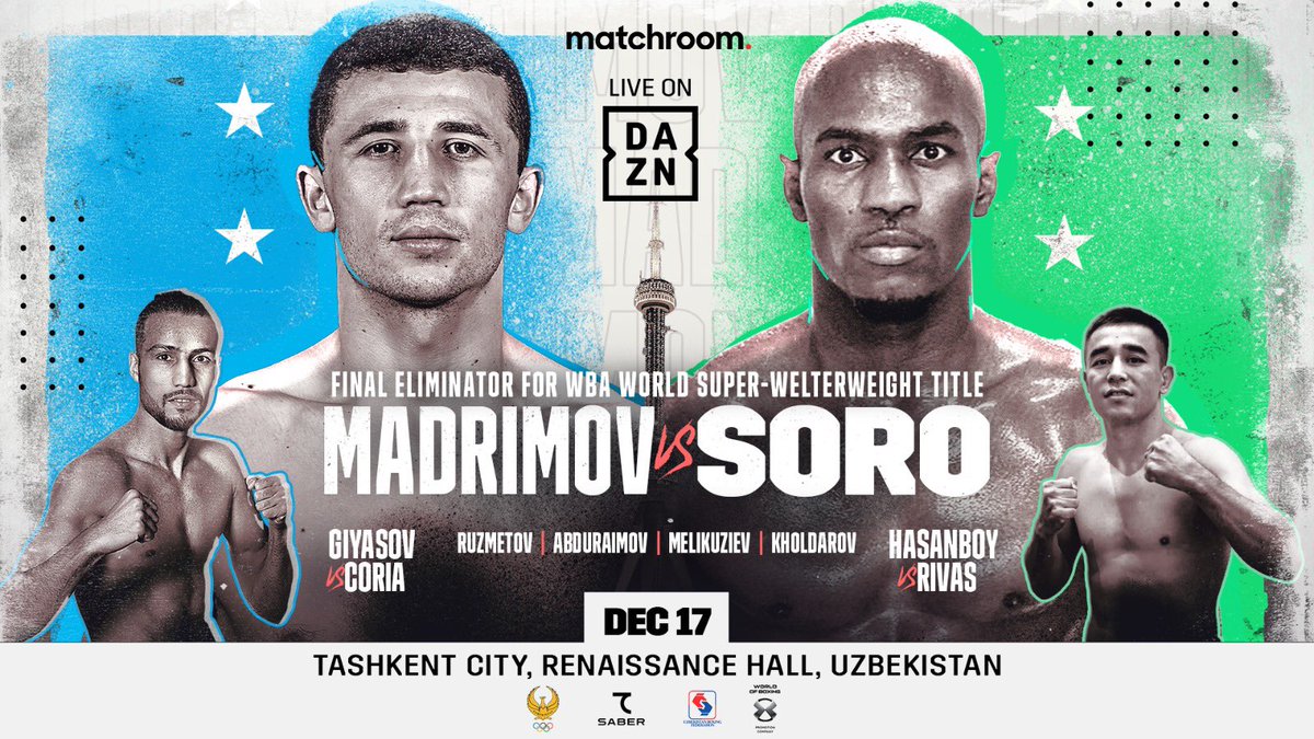 Uzbekistan we are back with a banger!!! Brilliant fight <a href="/IsrailMadrimov/">Israil Madrimov</a> v <a href="/Soromichel/">soro michel</a> in a final eliminator for the WBA 154lb title live on @daznboxing Dec 17🔥