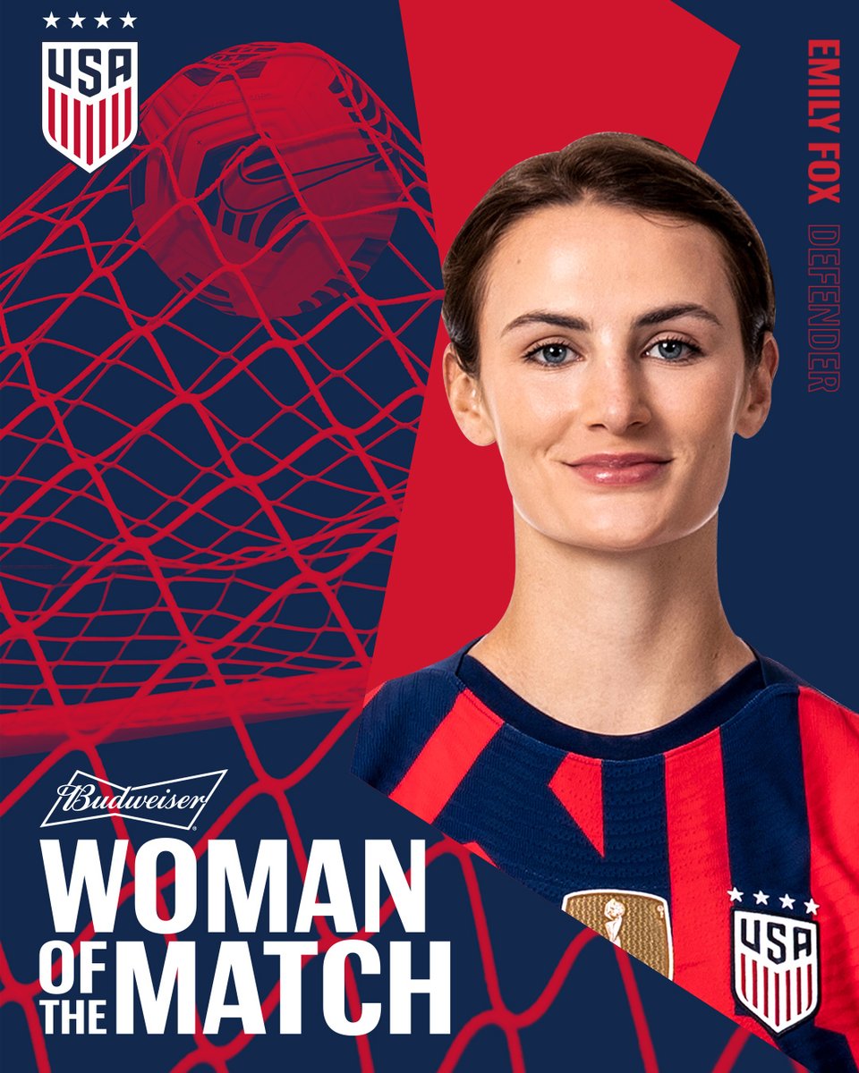In the wee hours of the morning, <a href="/___emilyfox/">emily fox</a> earned <a href="/budweiserusa/">Budweiser</a> Woman of the Match honors for her performance versus Australia 👏👏👏