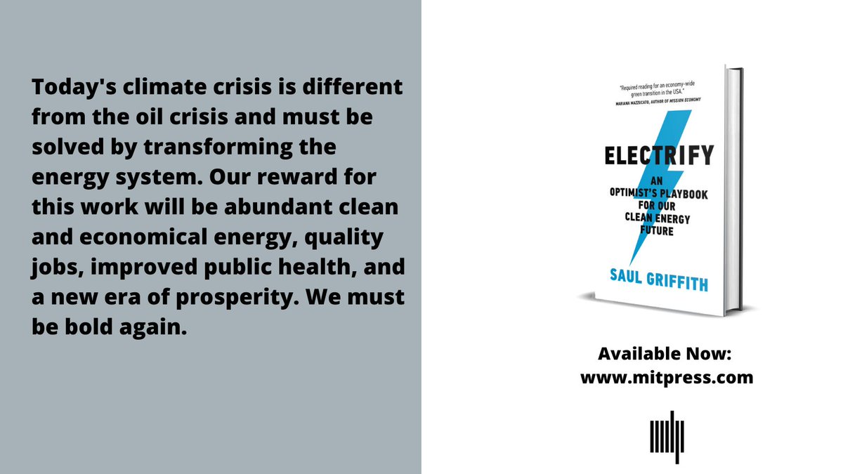 mitpress's tweet photo. Do you truly understand how climate change affects countries around the world? Let's discuss. Reply and comment!

From Author Saul Griffith's latest book #Electrify - a realistic and feasible, action plan for fighting climate change. #MITPress #ClimateChange #SaulGriffith https://t.co/kxLL71ijit