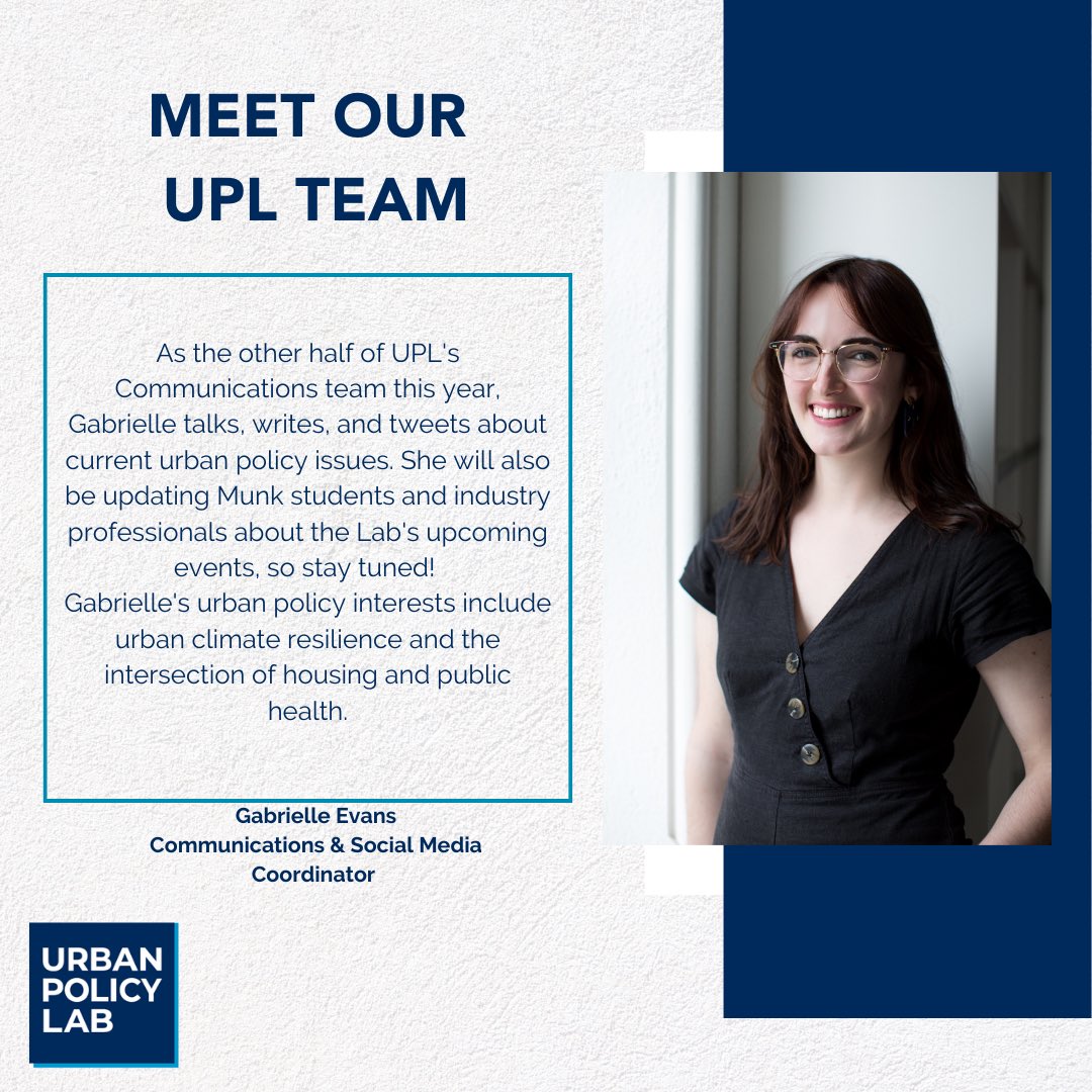 UrbanPolicyLab's tweet photo. Rounding out our team introductions is…me 👋 Hi, I’m Gabrielle and I’m so excited to be joining the Urban Policy Lab this year! I’d love to know: which urban policy issues are you most interested in addressing? https://t.co/dn3c2eGByL