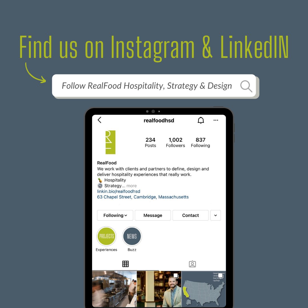 RealFoodHSD's tweet image. We’re 86-ing our Twitter page for now, but we’re still sharing all things hospitality, strategy and design on Instagram and LinkedIn.
-
Keep up with our latest work, industry insights and most recent news by following us on both platforms @realfoodhsd.