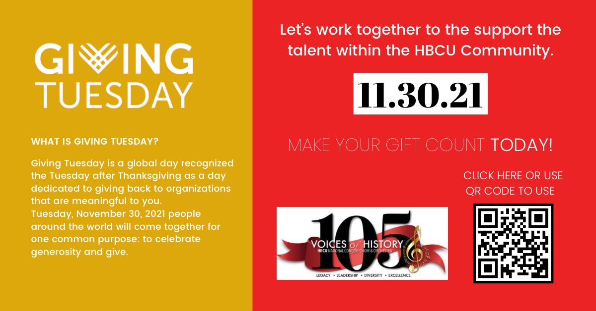 105Voices's tweet photo. Partners Achieving Success, CDC celebrates with the world in “GivingTuesday”which provides us with the opportunity to continue making progress towards our mission of providing financial support for our student scholars in music across the nations HBCU’s. 

#WeAre105 #105Voices https://t.co/sVfJsnxSx3